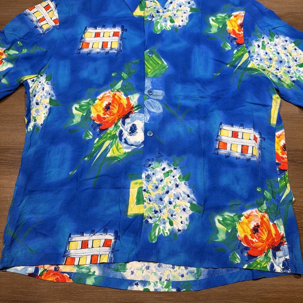 JAMS WORLD Men's XL Hawaiian Button Shirt "Bludrangea" Floral Blue 100% Rayon - Picture 4 of 11